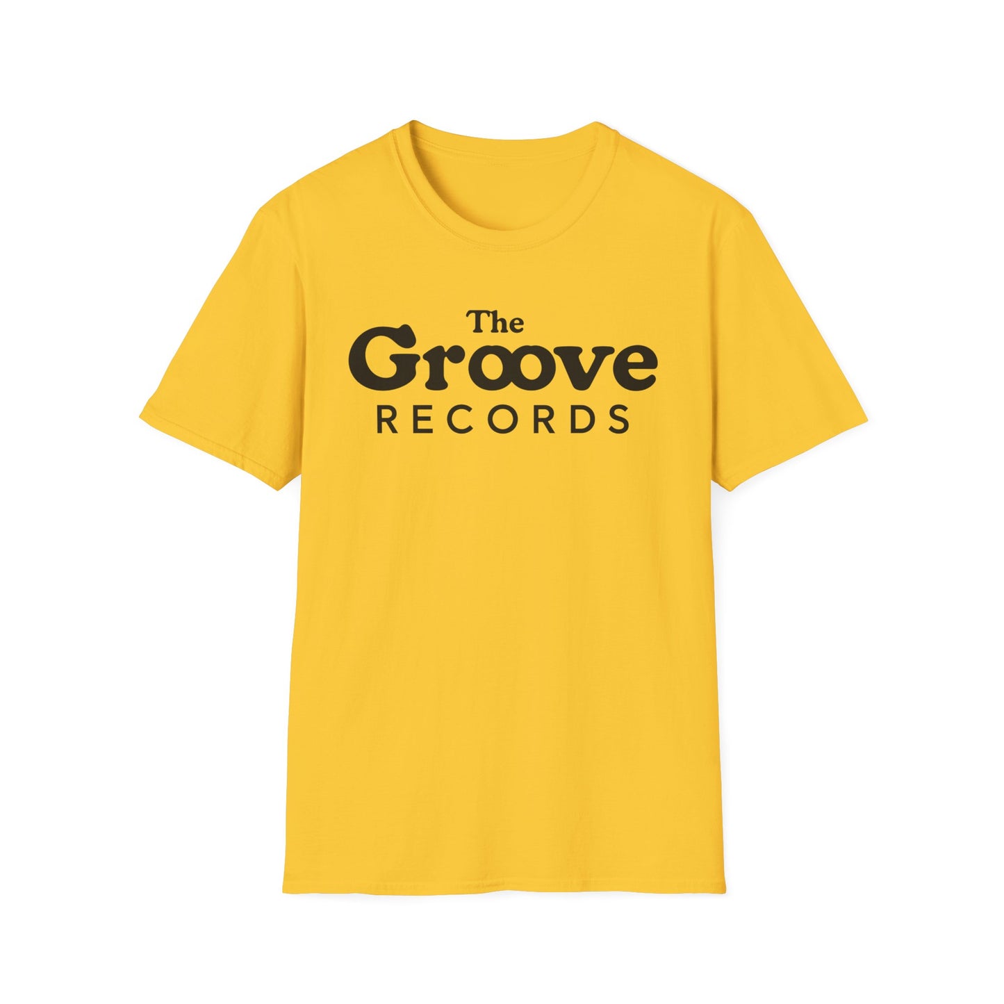 Yellow t-shirt with black text "The Groove RECORDS".