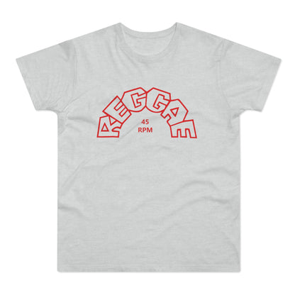 Light gray t-shirt with red outlined "MEGGAM 45 RPM" logo.