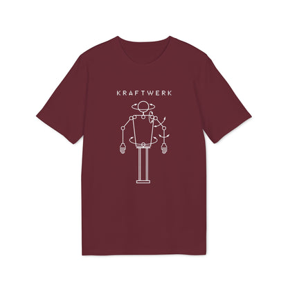 Kraftwerk t-shirt with white robot graphic and text