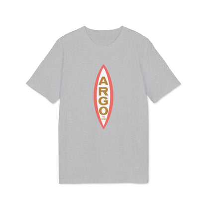 Grey t-shirt with a red and gold "ARGO 45 RPM" logo on the front.
