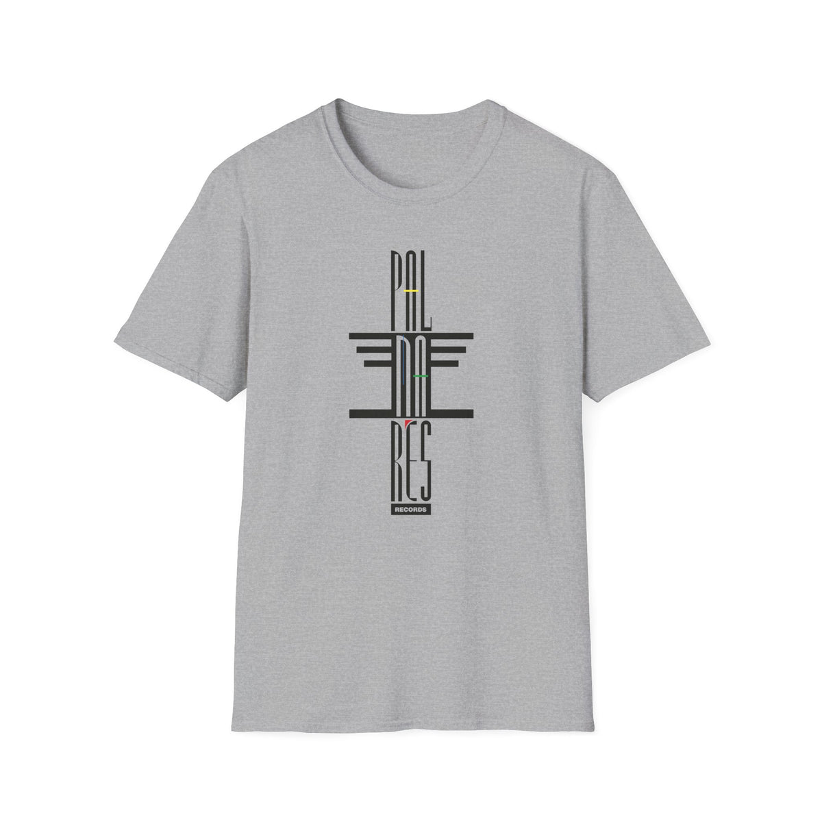 Grey t-shirt with vertical text "DAL-NA-RES" and "RECORDS" logo.