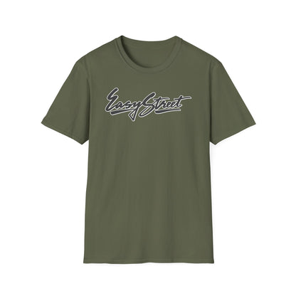 Green t-shirt with "Easy Street" text in white outline and black fill.