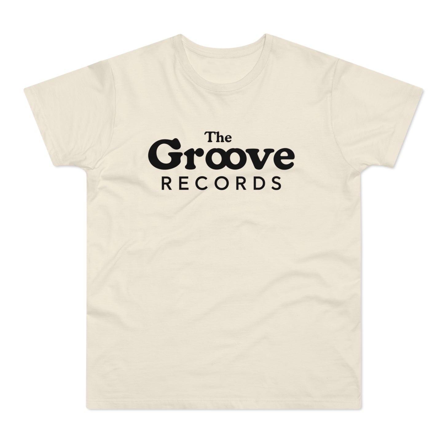 Cream t-shirt with black text "The Groove RECORDS".