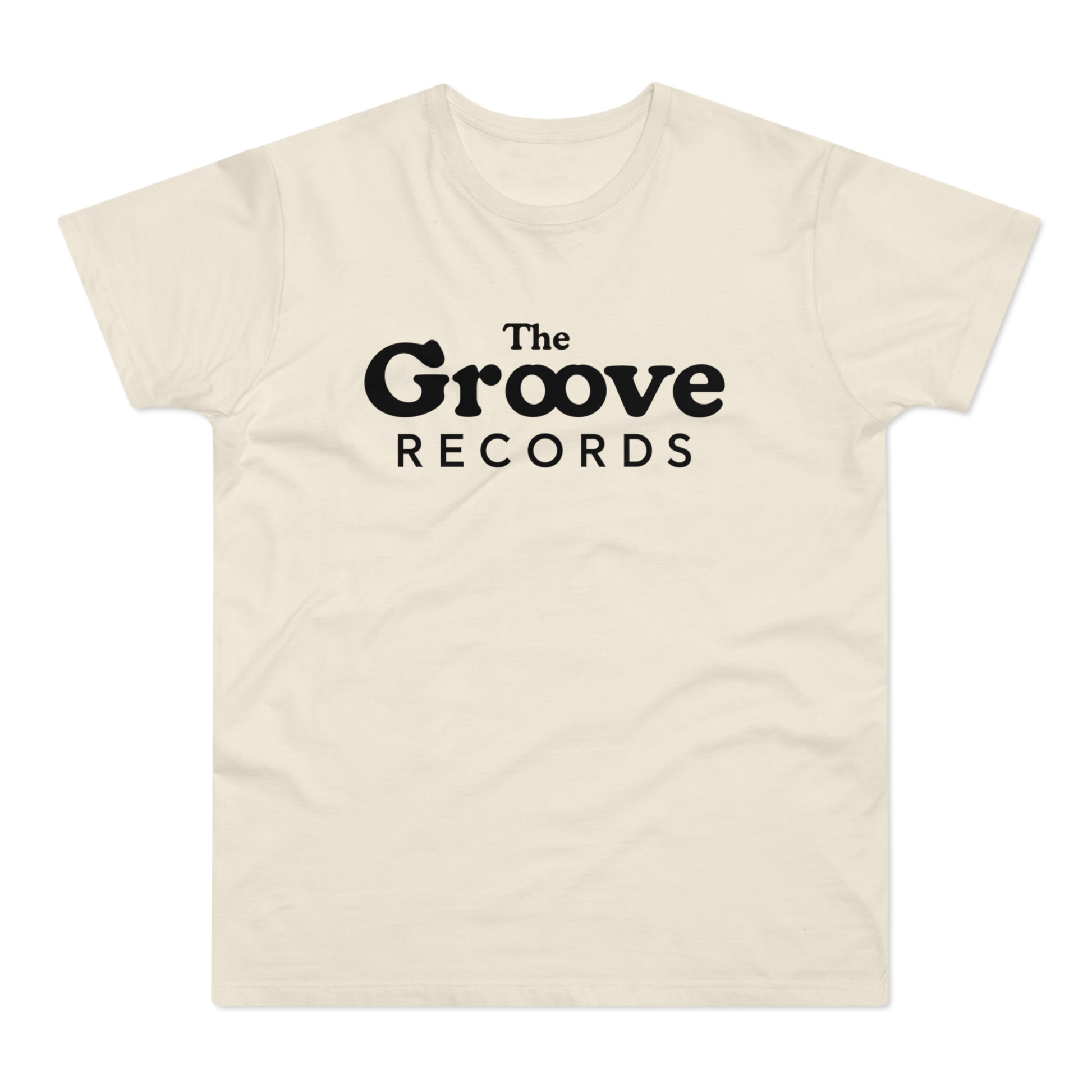 Cream t-shirt with black text "The Groove RECORDS".