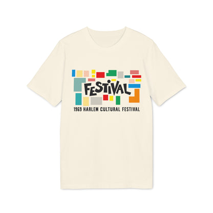 Cream t-shirt with "FESTival" and "1969 Harlem Cultural Festival" text.