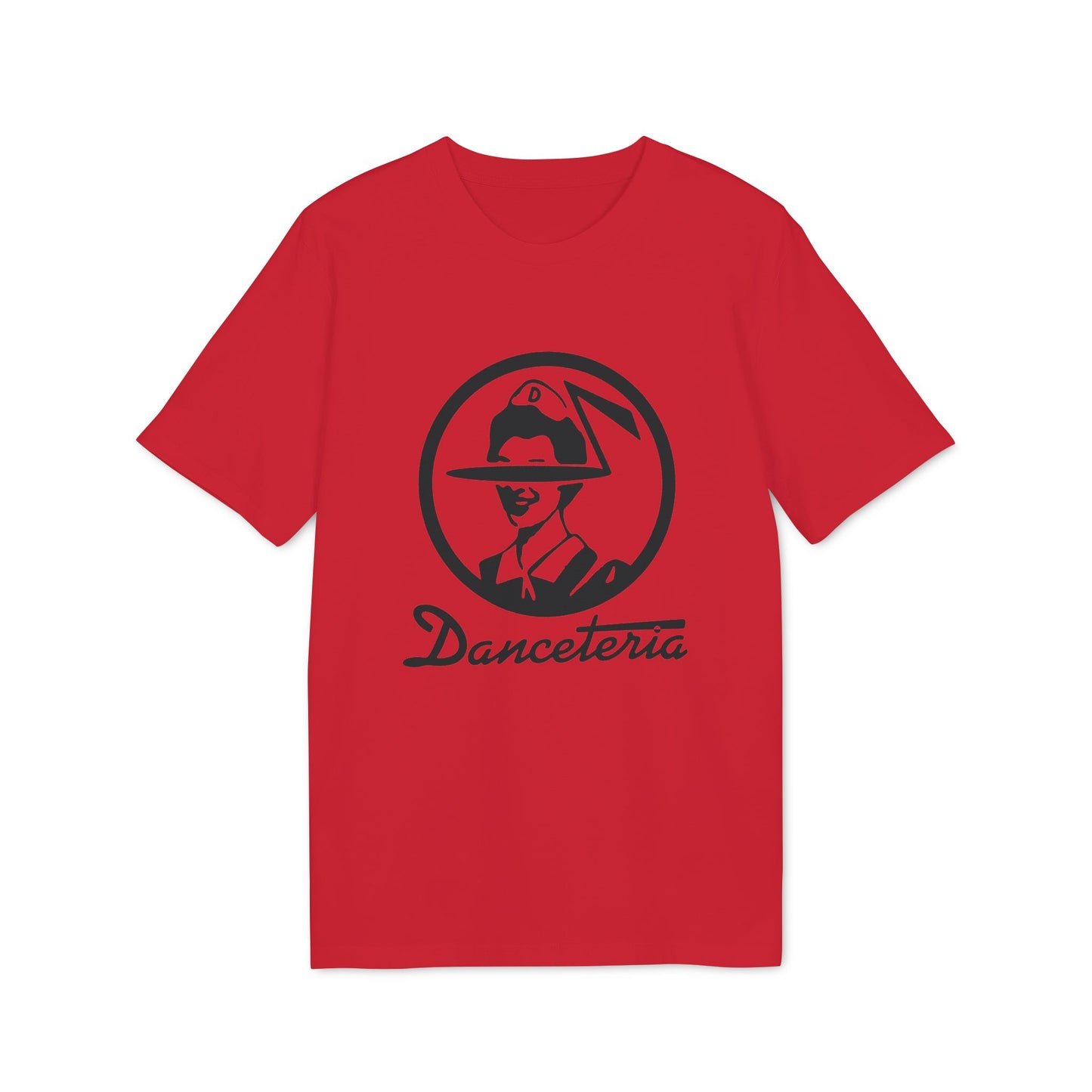 Red t-shirt with circular logo and "Danceteria" text.