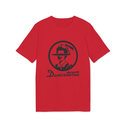 Red t-shirt with circular logo and "Danceteria" text.