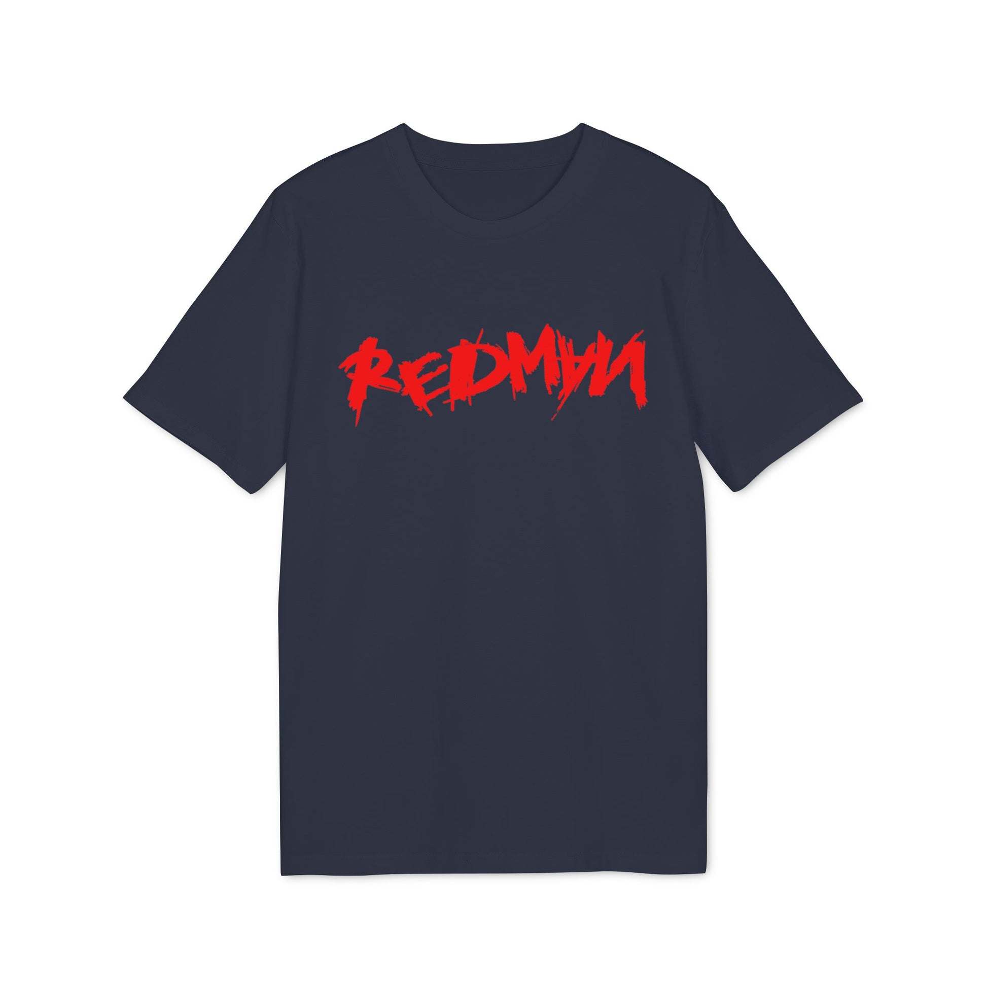 Navy t-shirt with red "REDMUTINY" text across the chest.