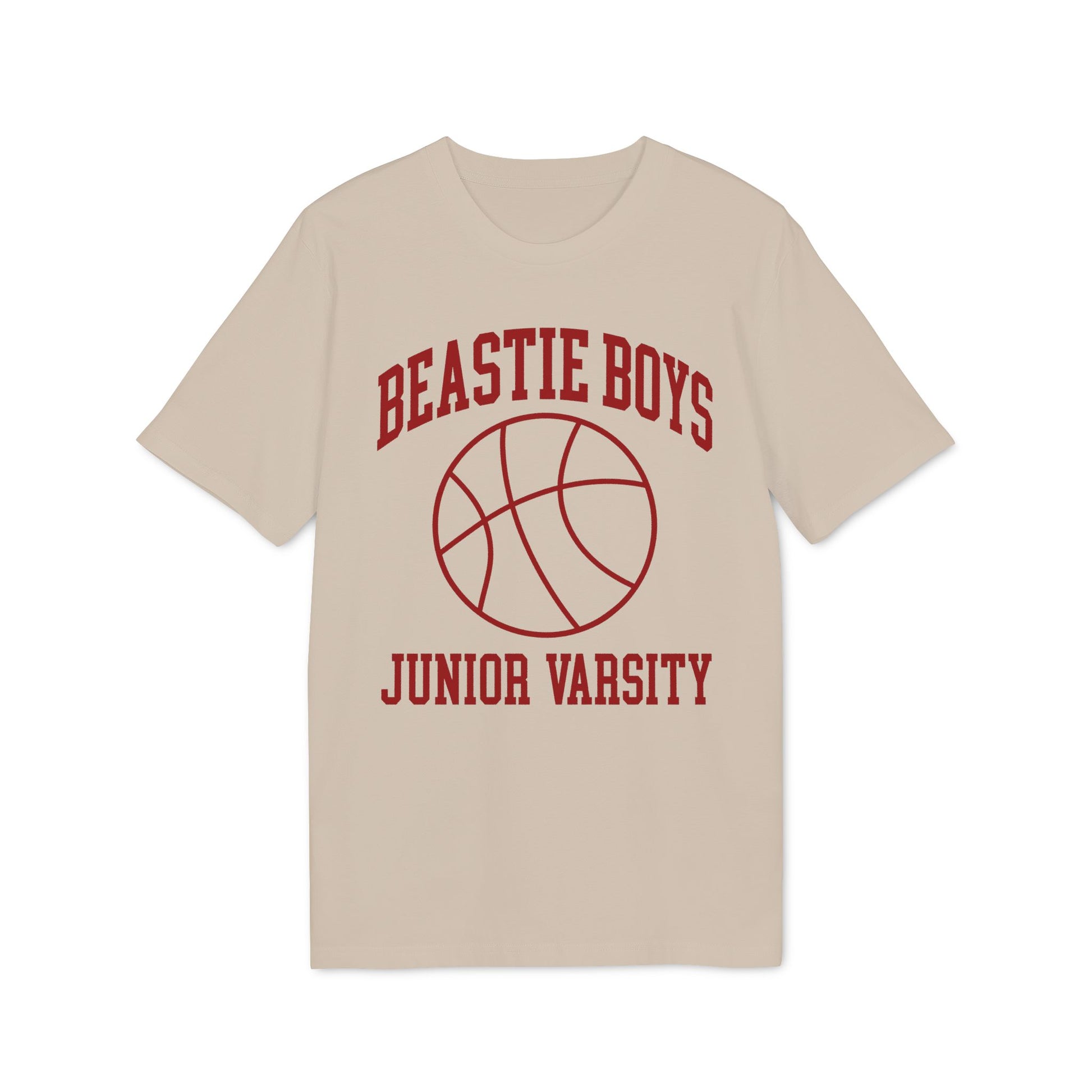 Light beige t-shirt with "Beastie Boys Junior Varsity" and basketball graphic.