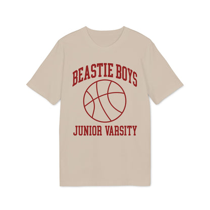 Light beige t-shirt with "Beastie Boys Junior Varsity" and basketball graphic.