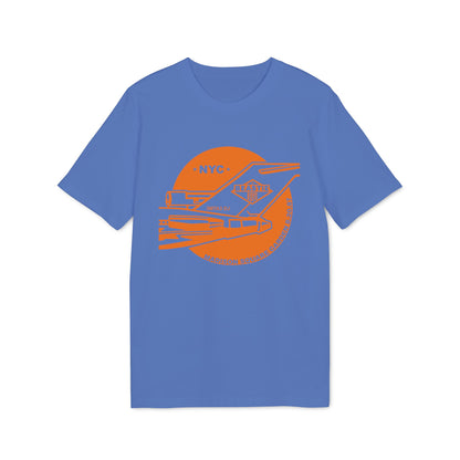 Blue t-shirt with orange graphic of Beastie Boys logo at Madison Square Garden 8.20.87.