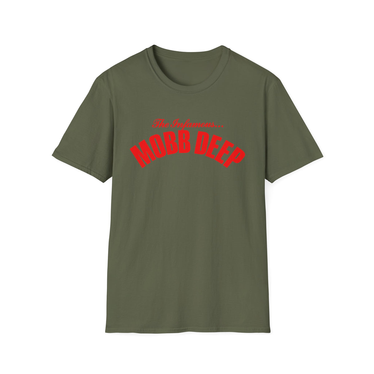 Green t-shirt with red text: "The Infamous... MOBB DEEP"