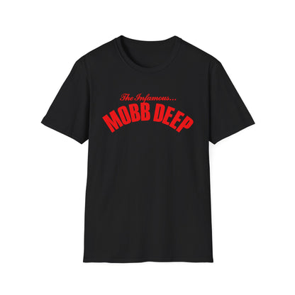 Black t-shirt with red "The Infamous... MOBB DEEP" text.