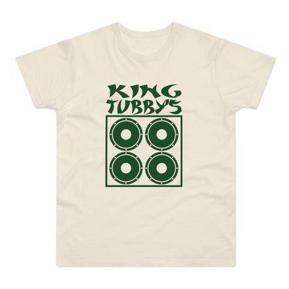 Cream t-shirt with dark green King Tubby's logo and speaker graphic.