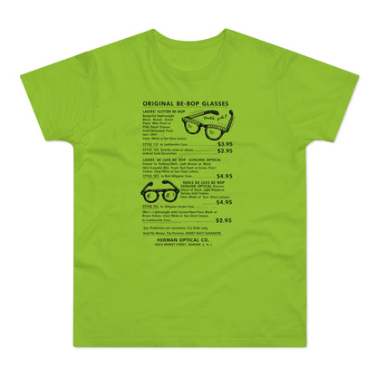 Original Be-Bop glasses catalog text with illustrations of eyewear.