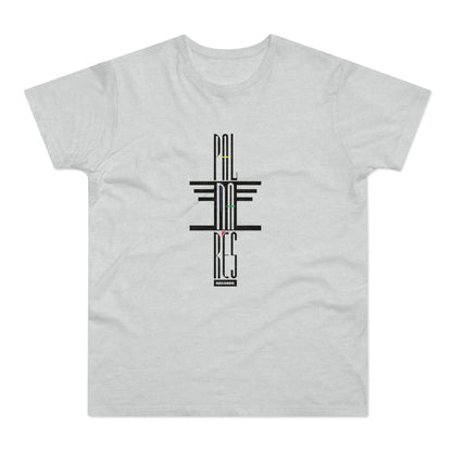 Light grey t-shirt with black vertical text graphic and "RECORDS" label.