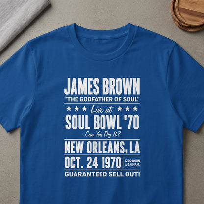 James Brown Soul Bowl '70 shirt in New Orleans, Oct. 24, 1970.