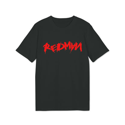 Black t-shirt with red "REDMAN" text graphic on the chest.