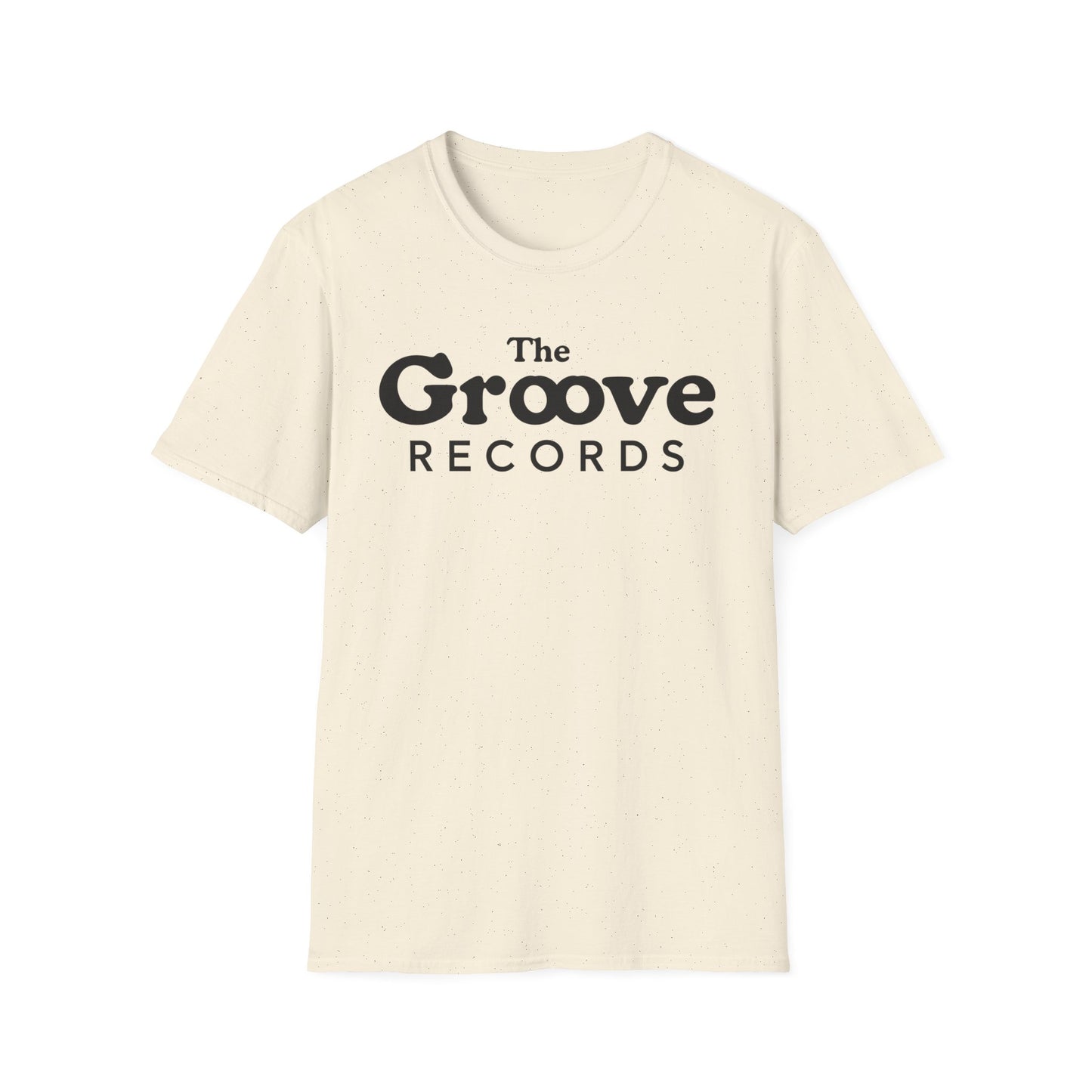 Cream t-shirt with black text "The Groove Records" across the chest.