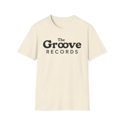 Cream t-shirt with black text "The Groove Records" across the chest.