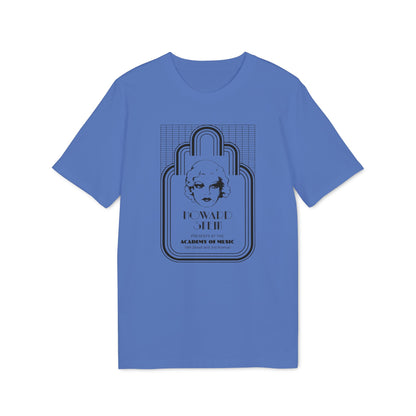 Blue t-shirt with "Howard Stein Presents at the Academy of Music" text and portrait.