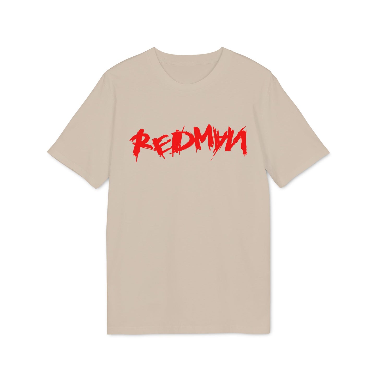 Light tan t-shirt with red distressed "REDMAN" graphic print.