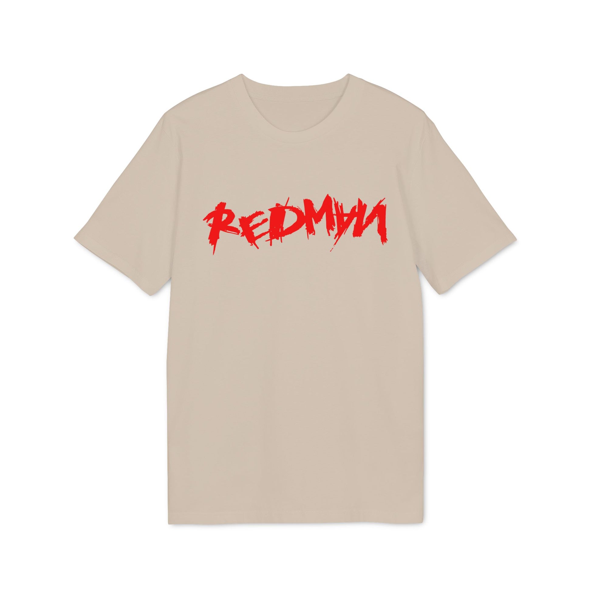 Light tan t-shirt with red distressed "REDMAN" graphic print.
