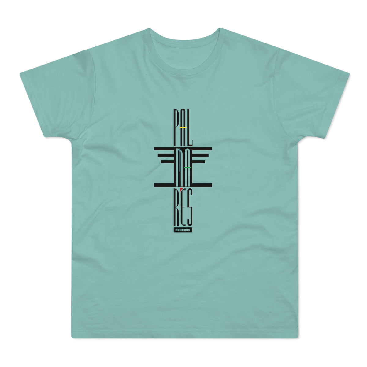 Teal t-shirt with black "PAL" and "RECS" text design and "RECORDS" below.