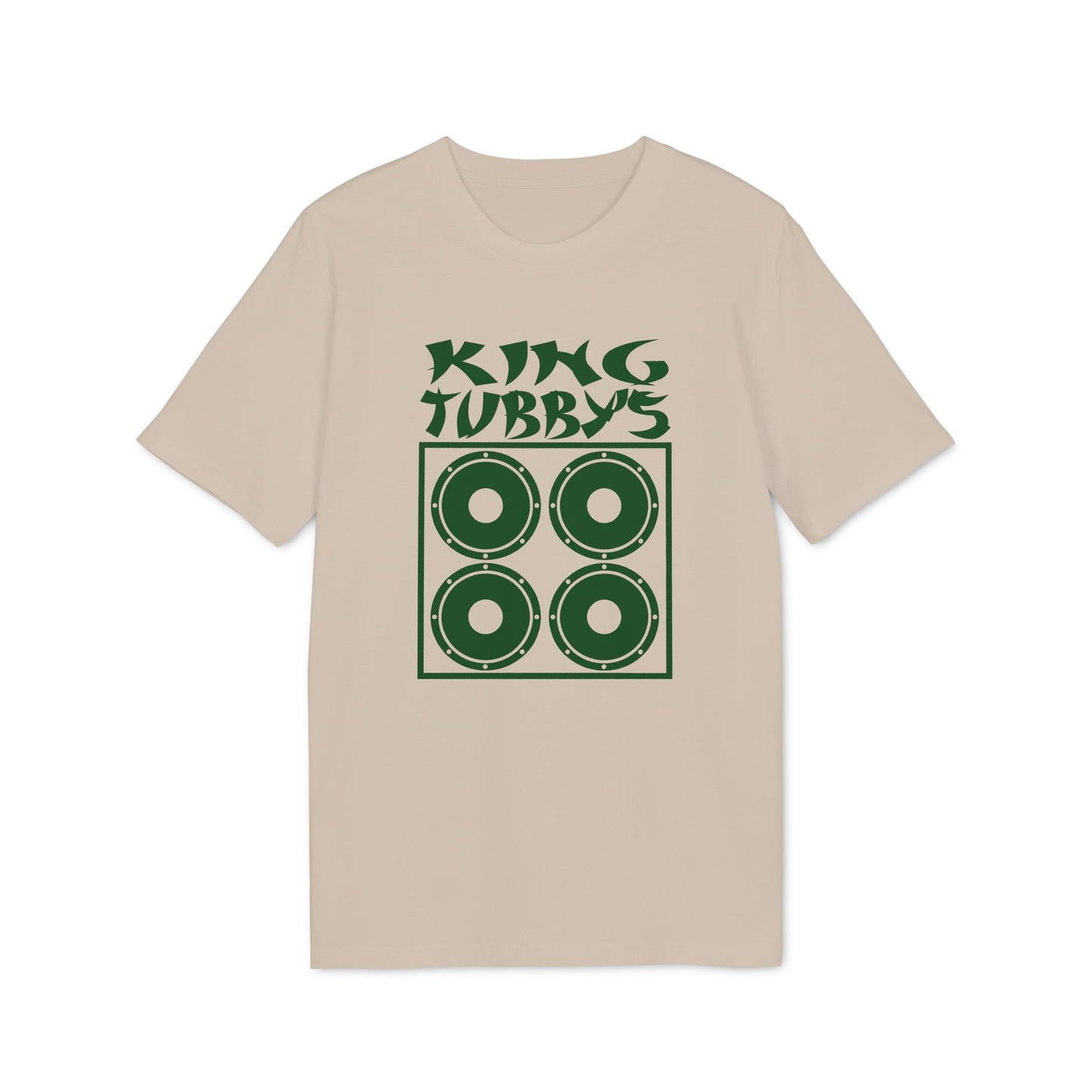 Beige t-shirt with green "King Tubby's" text and speaker graphic.