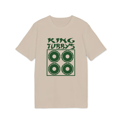 Beige t-shirt with green "King Tubby's" text and speaker graphic.