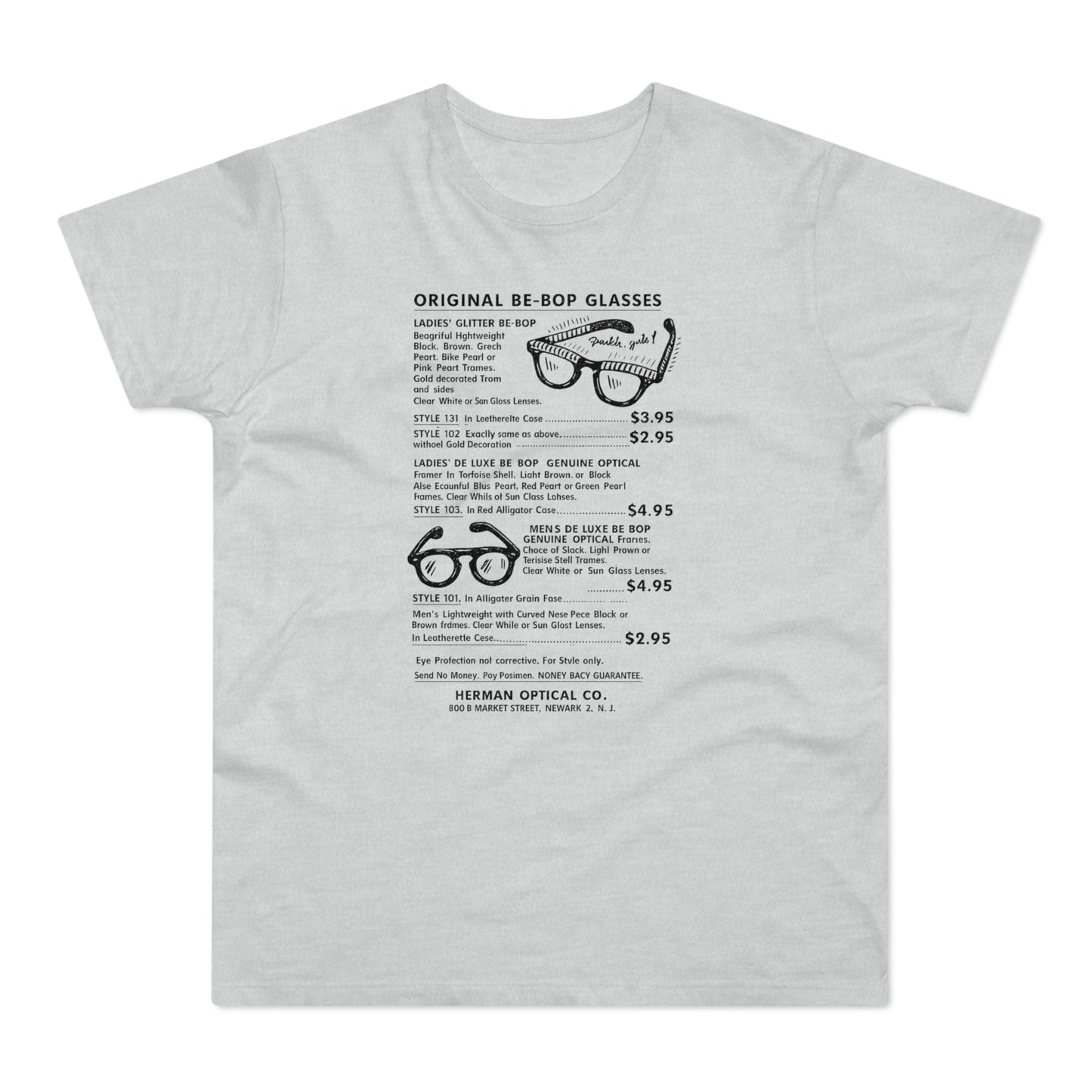 Original Be-Bop Glasses catalog with prices and illustrations of glasses styles.