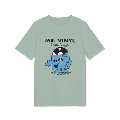 T-shirt with Mr. Vinyl character, "MR. VINYL Crate Digger" text, and 45 R.P.M. record.