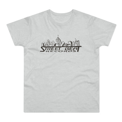 Light grey t-shirt with a black skyline and "Street Beat Records" text.