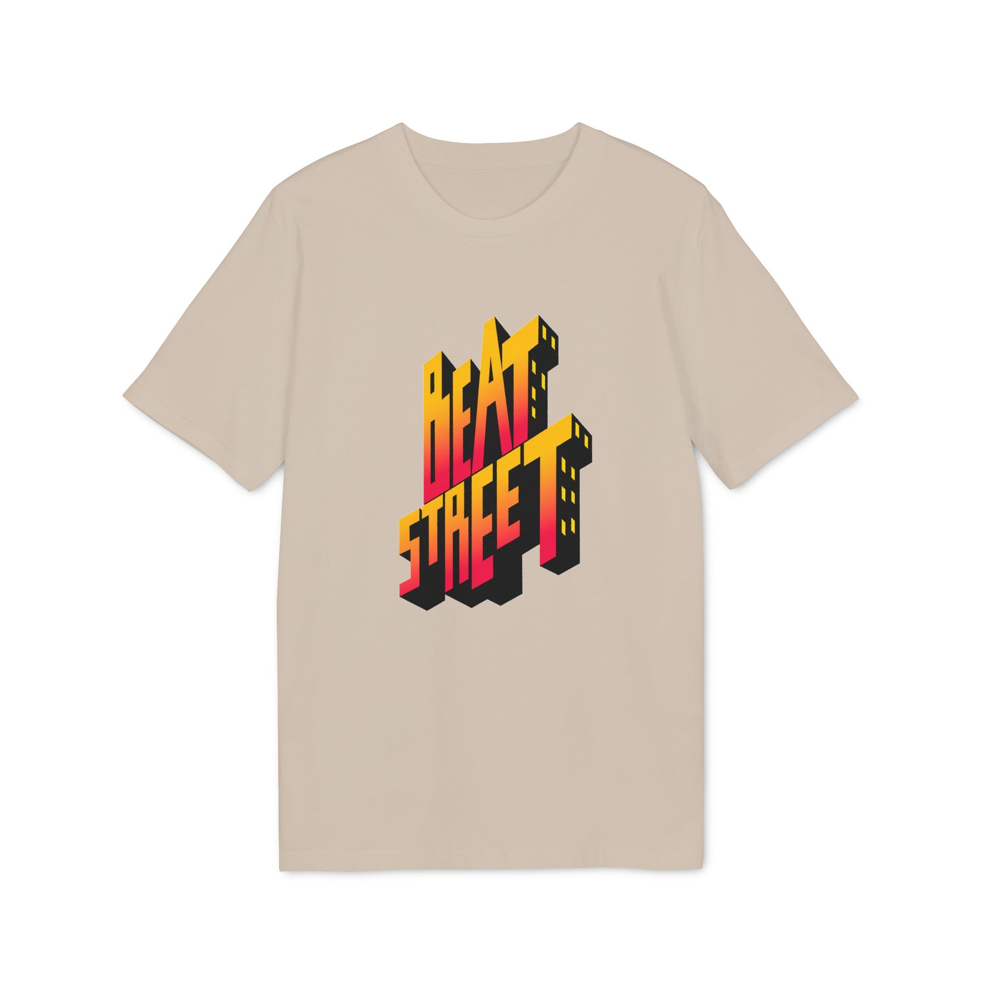 T-shirt with 3D "BEAT STREET" text and yellow-orange gradient design.
