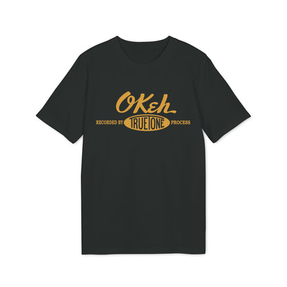 Black t-shirt with "Okeh Recorded By True One Process" text in yellow.