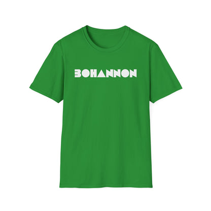Green t-shirt with white "BOHANNON" text in geometric font.