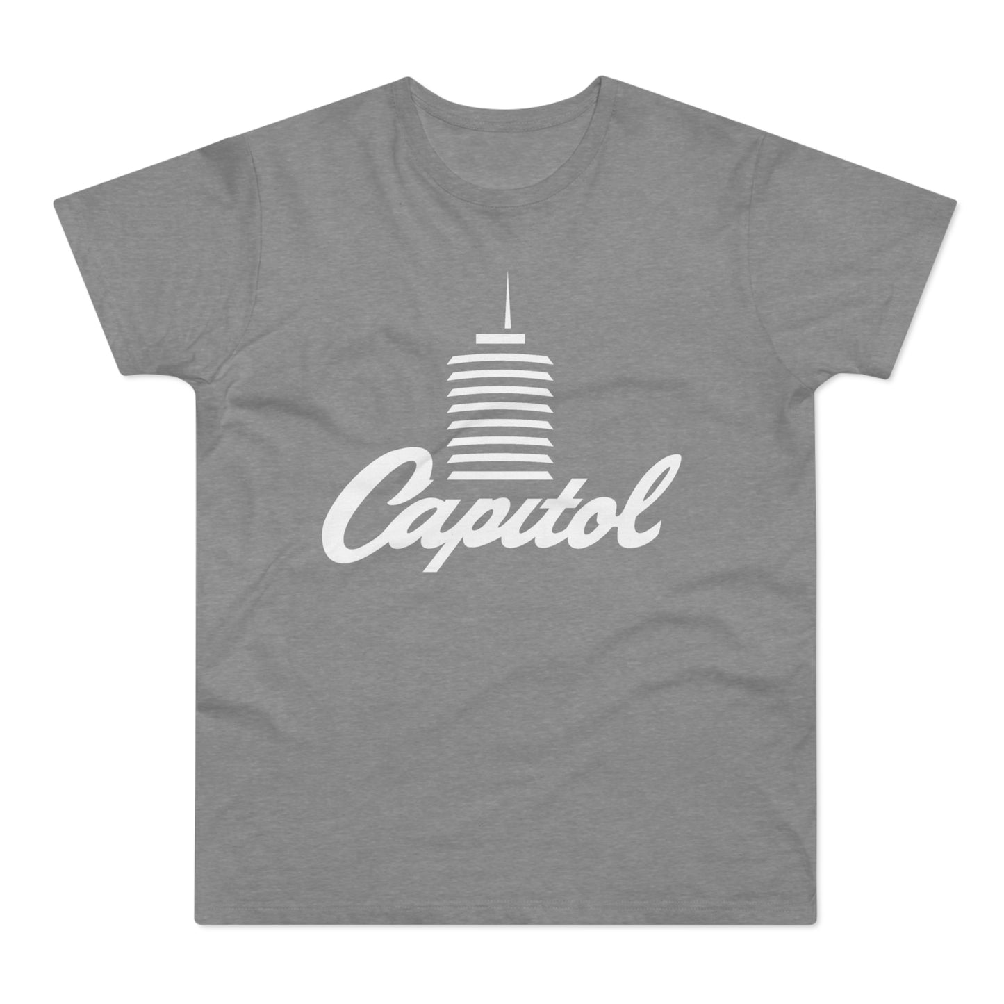 Grey t-shirt with white Capitol building graphic and text.