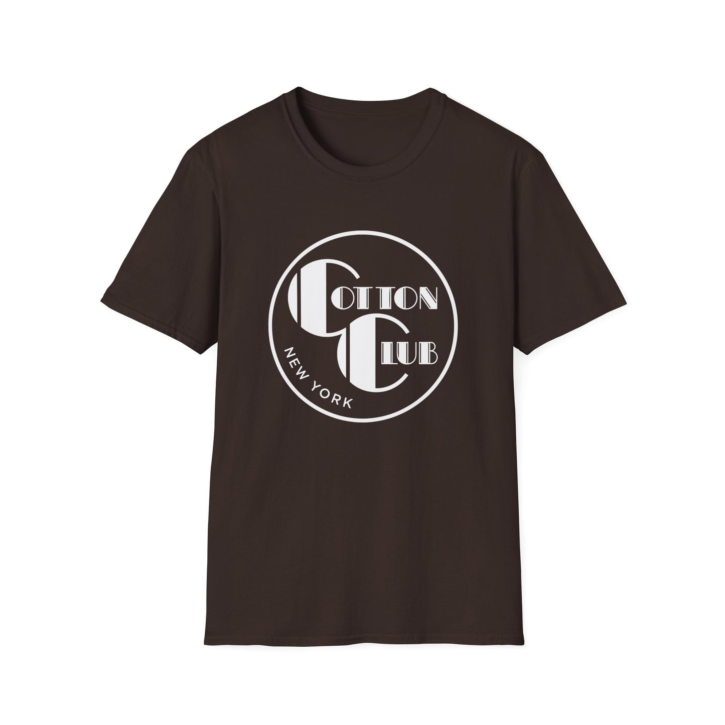 Brown t-shirt with white Cotton Club New York logo on the chest.