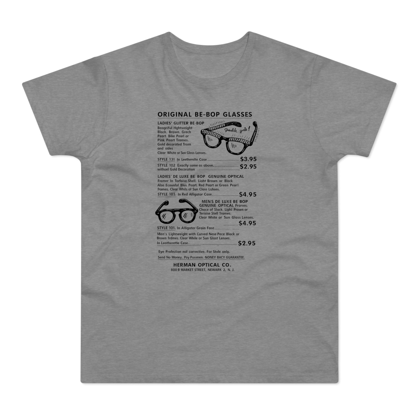 Original Be-Bop Glasses advertisement featuring eyewear styles and pricing.