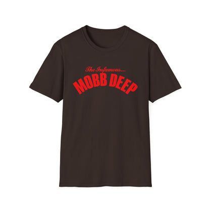 Brown t-shirt with red text "The Infamous... MOBB DEEP".