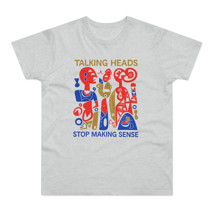 Light grey t-shirt with Talking Heads artwork and text "STOP MAKING SENSE".