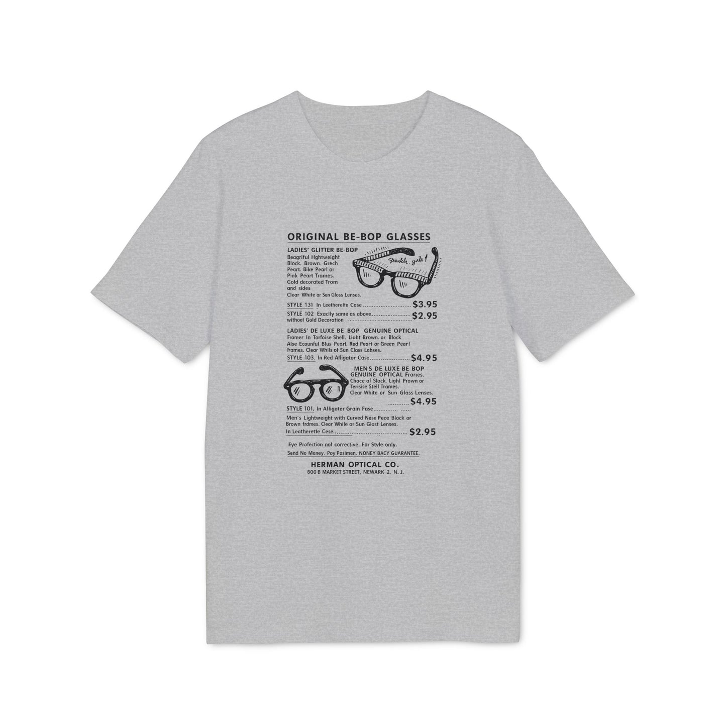 Original Be-Bop Glasses styles with descriptions, prices, and Herman Optical Co. address.