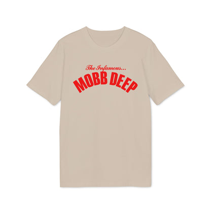 Tan t-shirt with red "The Infamous... MOBB DEEP" text.