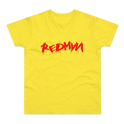 Yellow t-shirt with red "REDMAN" logo.