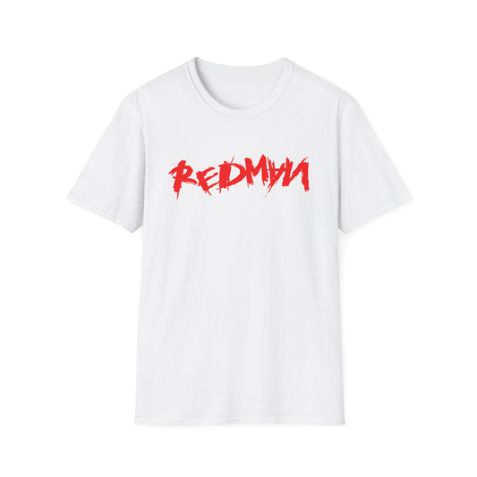 White t-shirt with red painted "REDA" logo across the chest.