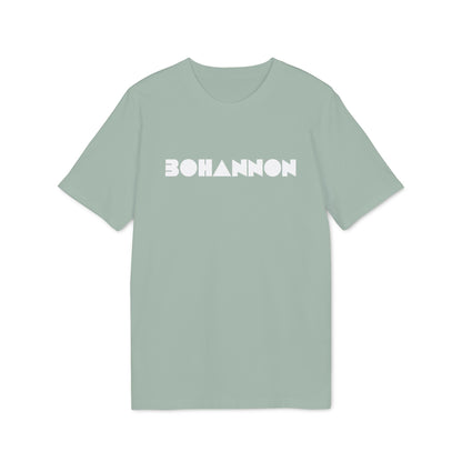 Light green t-shirt with white "BOHANNON" text and geometric shapes.