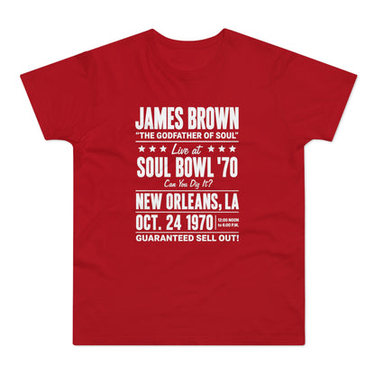 James Brown Soul Bowl '70 concert shirt with details: New Orleans, Oct. 24, 1970.