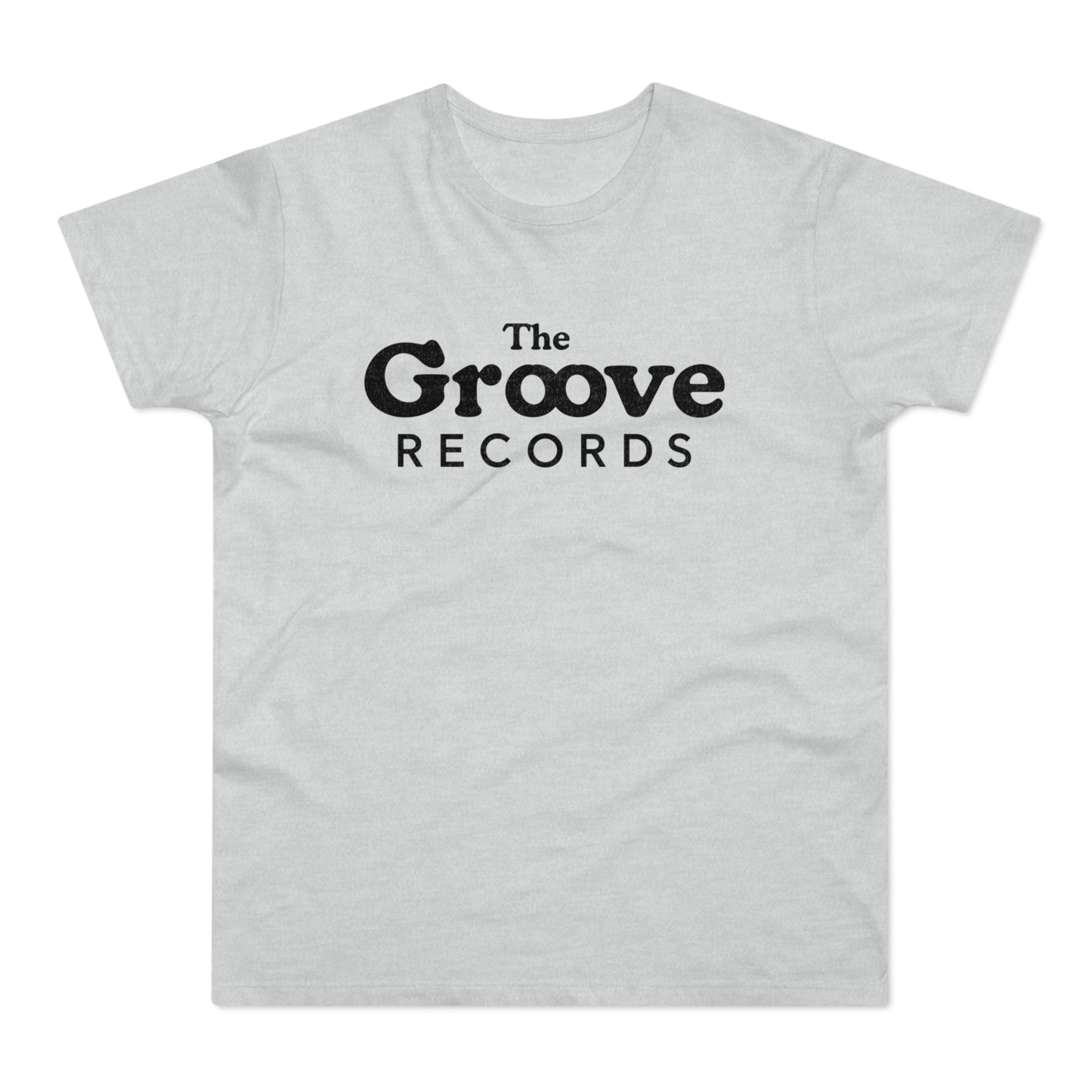 Light grey t-shirt with black "The Groove Records" logo text.