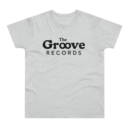 Light grey t-shirt with black "The Groove Records" logo text.