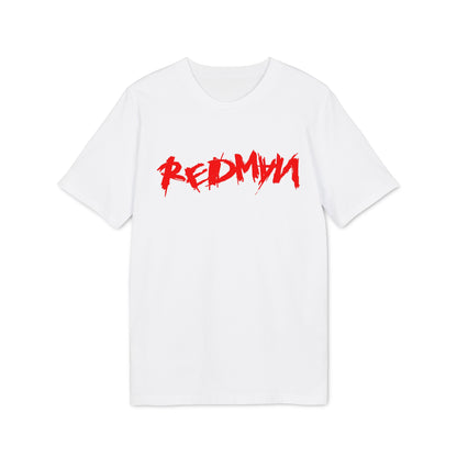 White t-shirt with red "REDMYN" distressed text graphic.